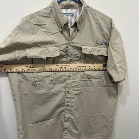 Columbia PFG Shirt Men’s Small Tan Short Sleeve Button Up Vented Fishing-EUC! - Picture 5 of 8